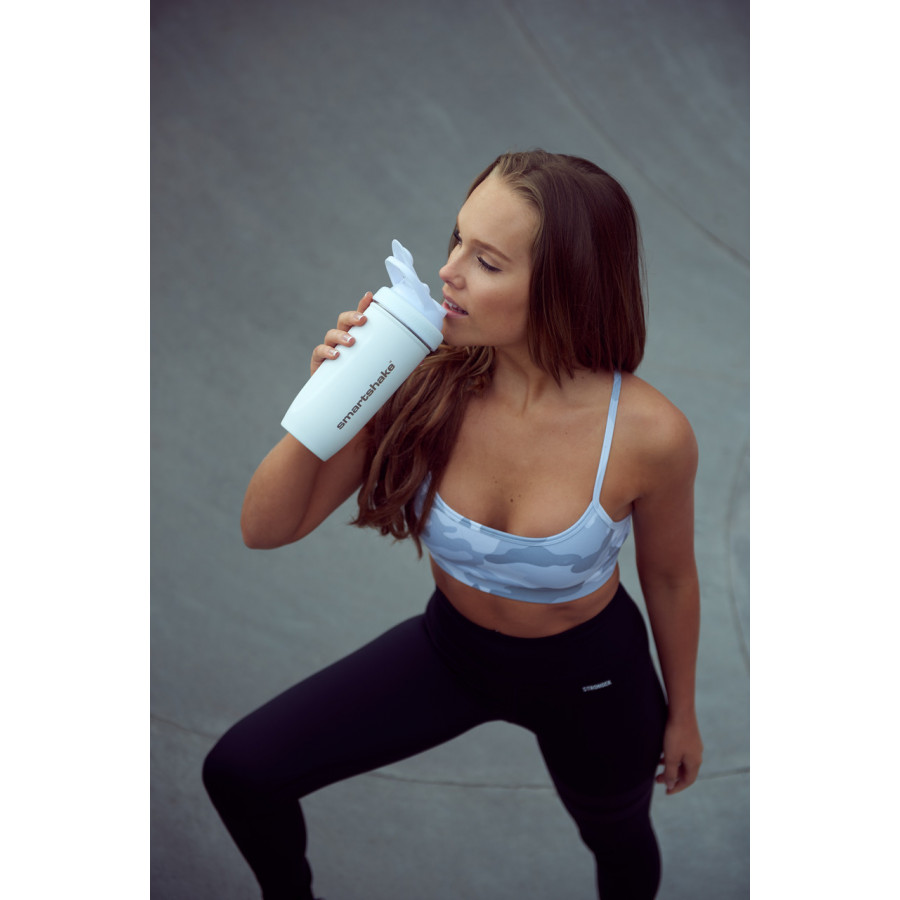 Шейкер спортивний SmartShake металевий Reforce Stainless Steel 30oz/900ml White