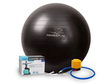 М'яч для фітнесу (фітбол) PowerPlay 4001 Ø65 cm Gymball Чорний + помпа