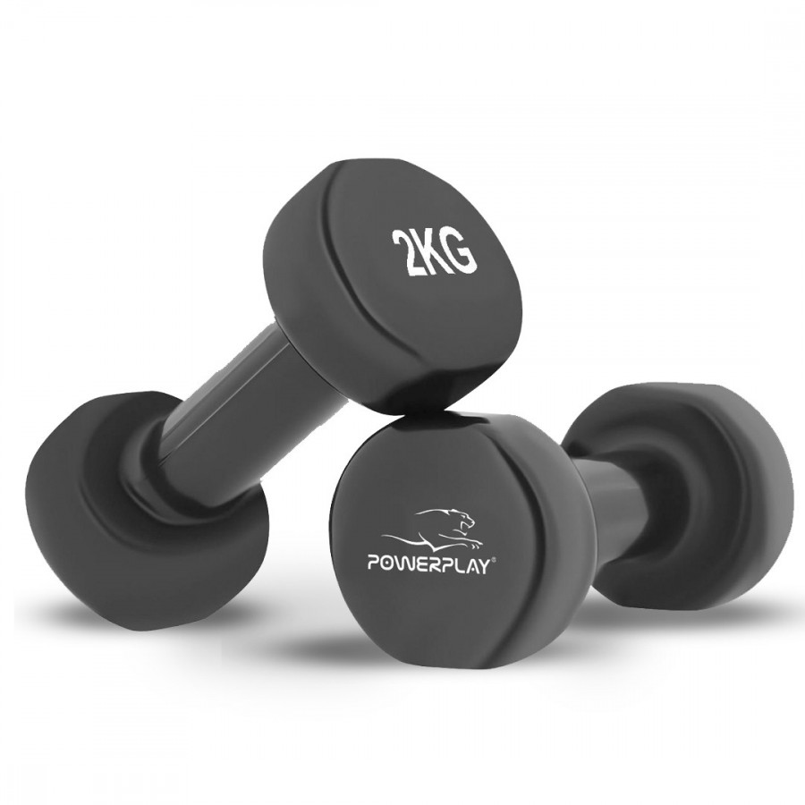 Гантель вінілова PowerPlay 4125 Achilles 2*2 кг. Чорні (2шт.)