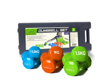 Набір гантелей в кейсі 6 кг. PowerPlay 4103 Fitness Dumbells (2шт.*0,5кг. 2шт.*1кг. 2шт.*1,5кг.)