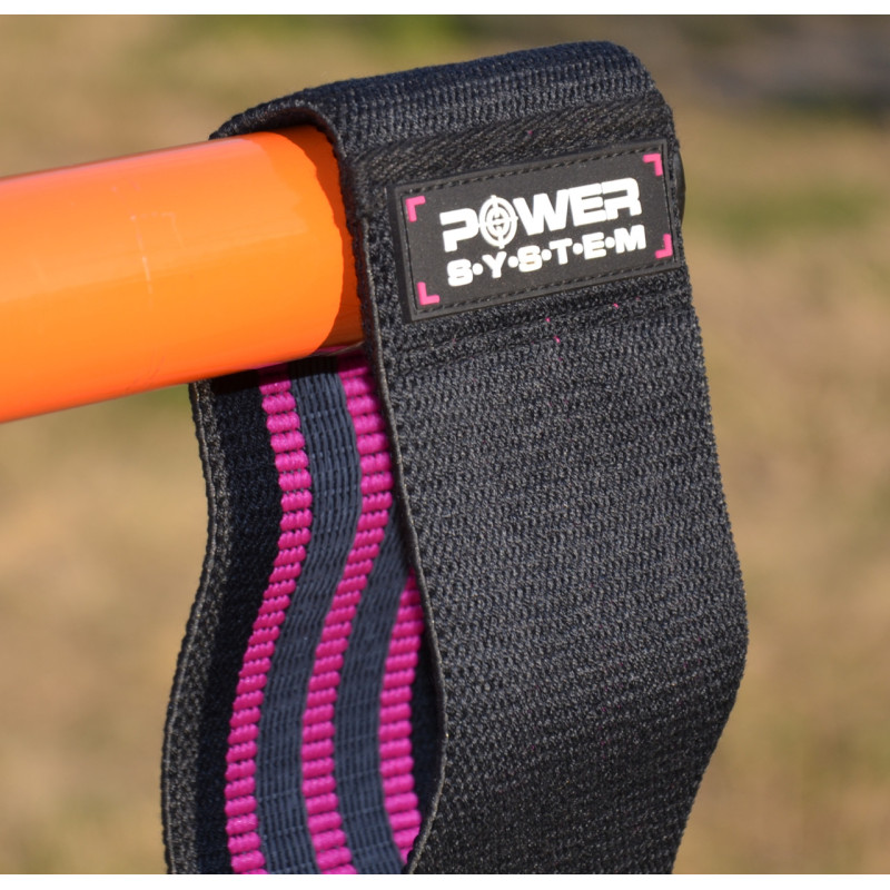 Тканева гумка для фітнесу та спорту Power System PS-4091 Booty Band LVL 1 Black/Pink (d_64 см. навантаження 18-23кг.)