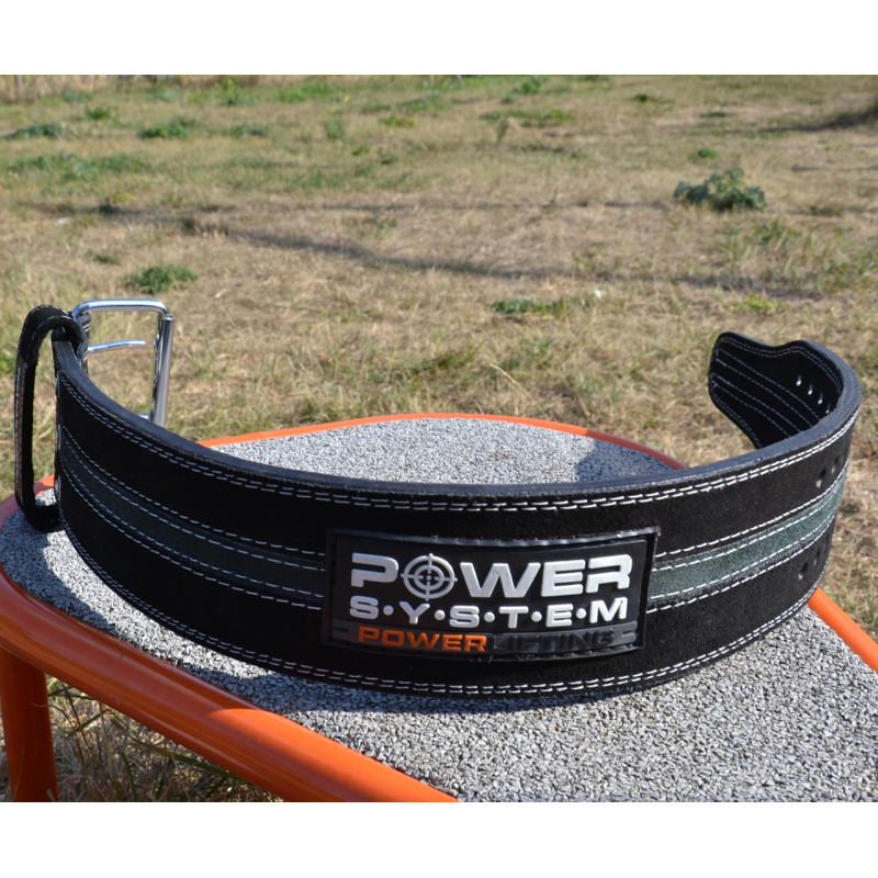 Пояс для пауерліфтингу Power System PS-3800 PowerLifting шкіряний Black/Grey Line L