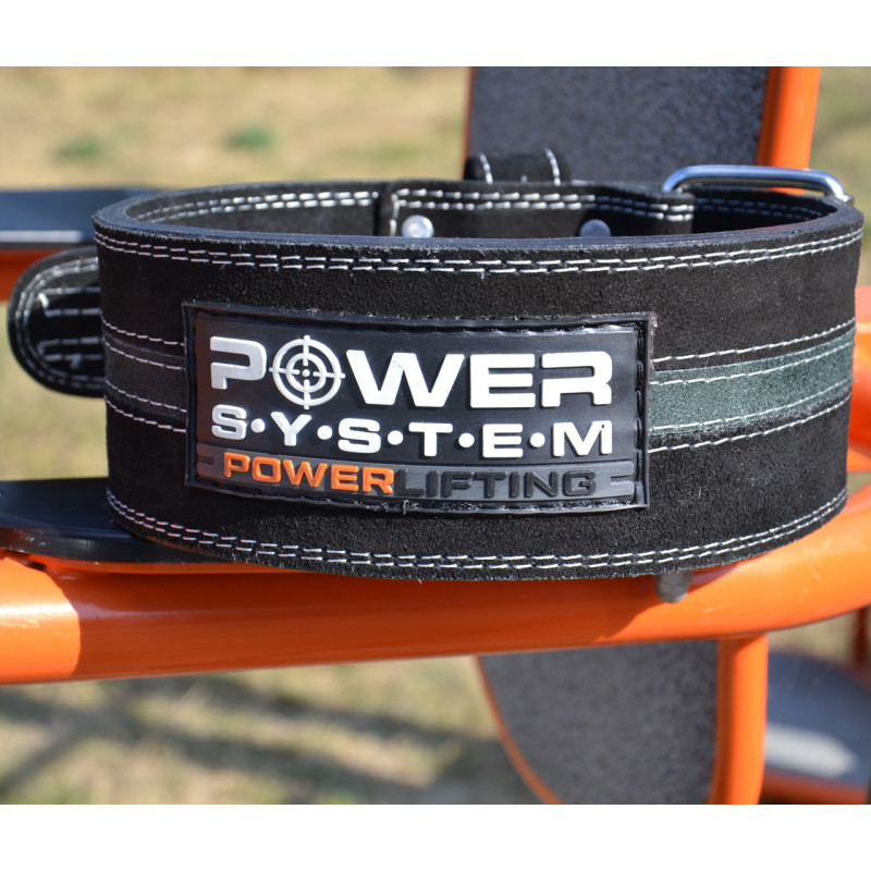 Пояс для пауерліфтингу Power System PS-3800 PowerLifting шкіряний Black/Grey Line L