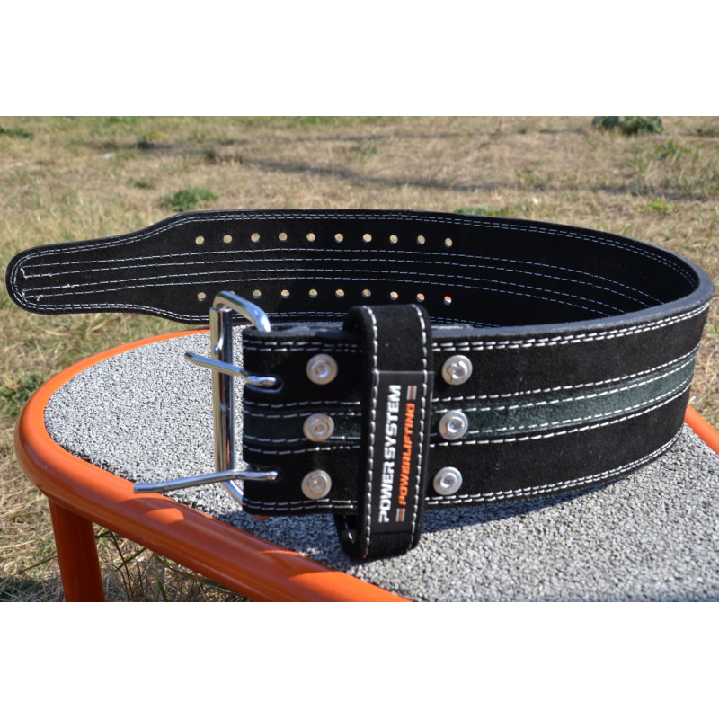 Пояс для пауерліфтингу Power System PS-3800 PowerLifting шкіряний Black/Grey Line L