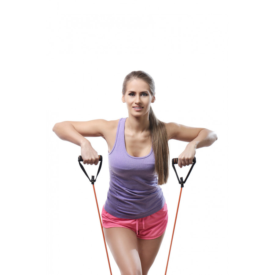 Трубчастий еспандер для фітнесу з ручками U-POWEX Latex resistance tube 30LB Red (13.5кг.)