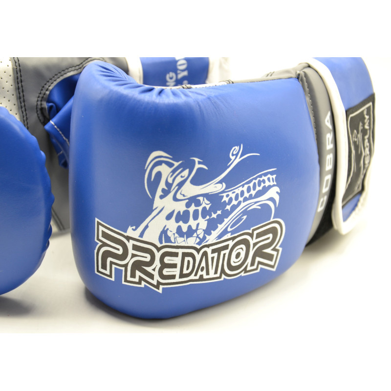 Снарядні рукавиці PowerPlay 3038 Cobra, PU, пінний наповнювач, синьо-сірий, розмір L, анатомічна форма, капа в комплекті