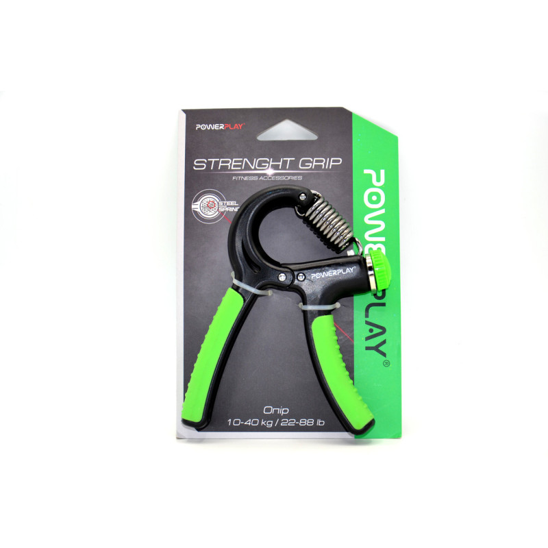 Эспандер кистевой PowerPlay PP-4323 с регулируемой нагрузкой 10-40 кг, Strength Grip, Черно-зеленый