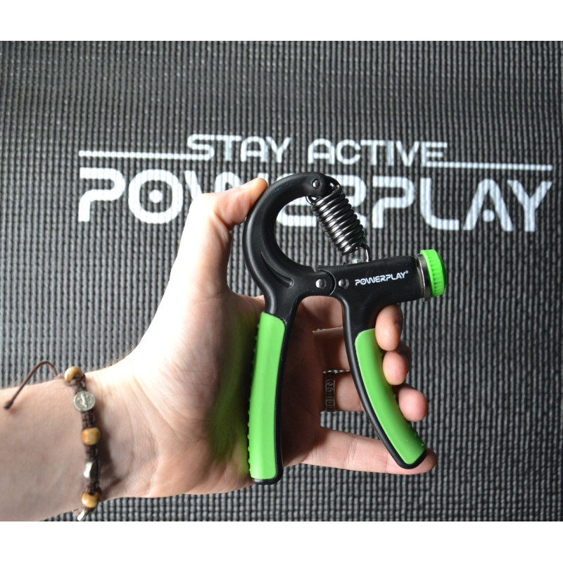 Эспандер кистевой PowerPlay PP-4323 с регулируемой нагрузкой 10-40 кг, Strength Grip, Черно-зеленый