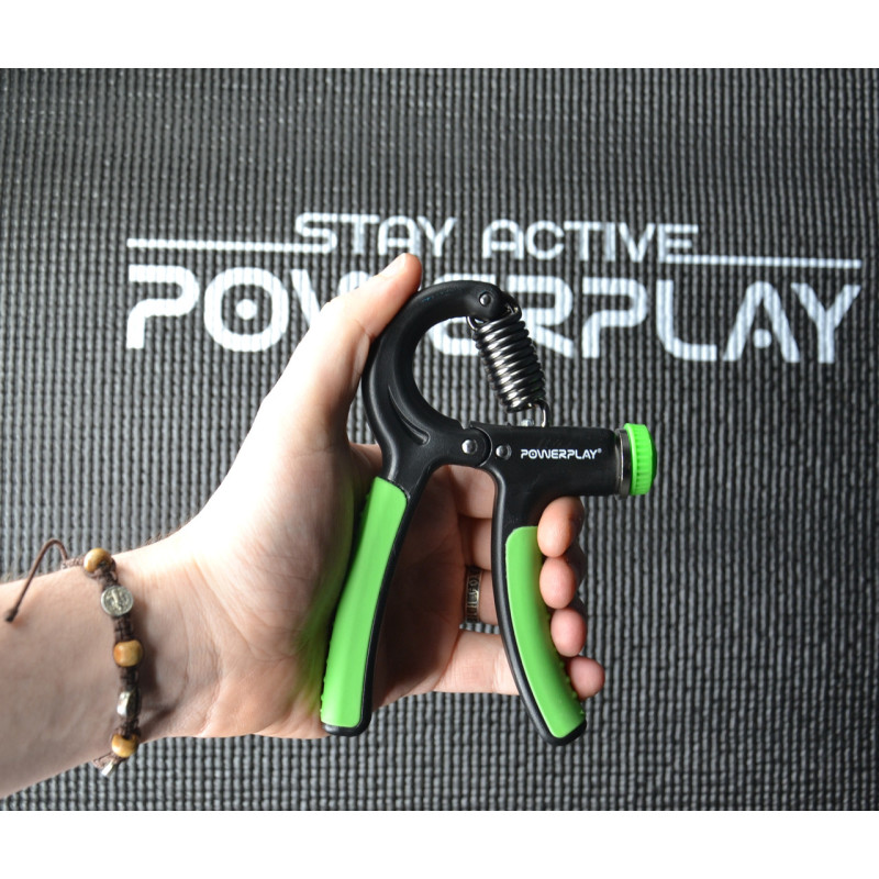 Эспандер кистевой PowerPlay PP-4323 с регулируемой нагрузкой 10-40 кг, Strength Grip, Черно-зеленый