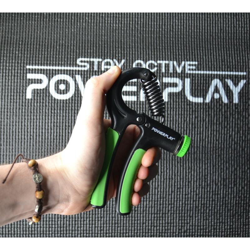 Эспандер кистевой PowerPlay PP-4323 с регулируемой нагрузкой 10-40 кг, Strength Grip, Черно-зеленый