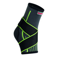 Бандаж на голеностоп MadMax MFA-285 3D Compressive ankle support with strap (1шт.), Размер L, Полиамид, Эластан, Черно-салатовый