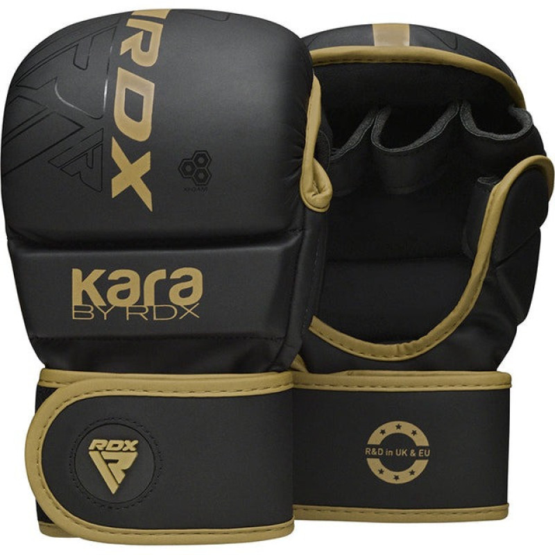 Перчатки для ММА RDX F6 KARA Matte Golden Plus S/M (капа в комплекте)