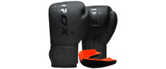 Боксерські рукавиці RDX F6 Kara Matte, 10 унцій, шкіра Maya Hide™, поглинання ударів Quadro Dome 3, вентиляція QD1, чорний, капа в комплекті