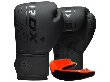 Боксерские перчатки RDX F6 Kara Matte, 10 унций, кожа Maya Hide™, поглощение ударов Quadro Dome 3, вентиляция QD1, черный, капа в комплекте