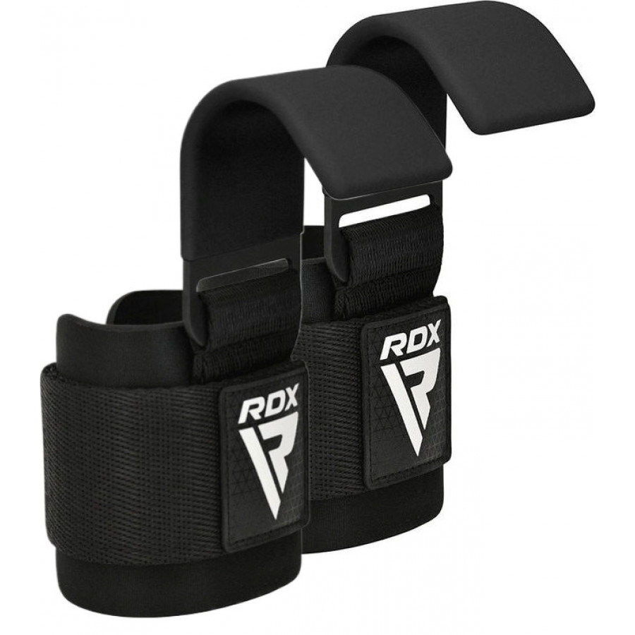 Крючки для тяги на запястье RDX W5 Gym Hook Strap Black Plus