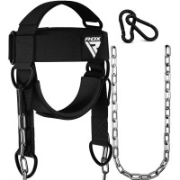 Тяга для шеи RDX H2 Neck Harness Black Plus с цепью, Максимальная нагрузка 100 кг, Сталь, Нейлон, Черный