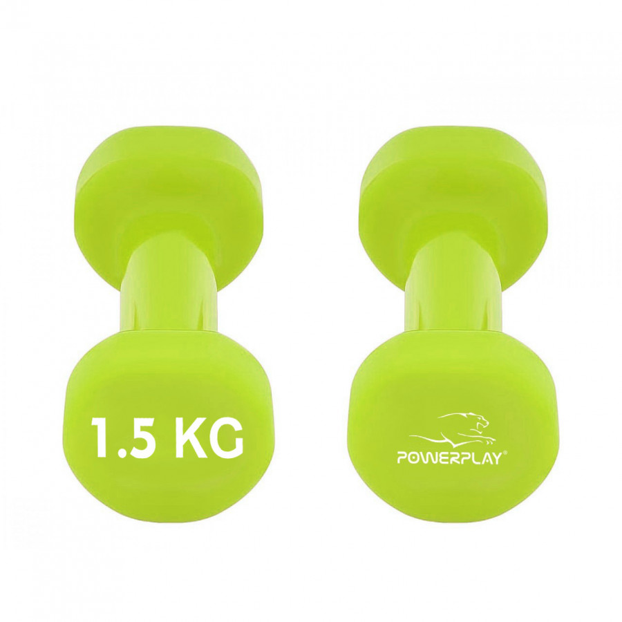 Гантелі вінілові PowerPlay 2 * 1,5 кг. PP_4103 Зелені (2шт. - пара)