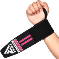 Бинты для запястий (кистевые бинты) RDX GYM WRIST WRAP R11 BLACK/PINK, Комплектация: пара (2 бинта), Хлопок, Черно-розовый
