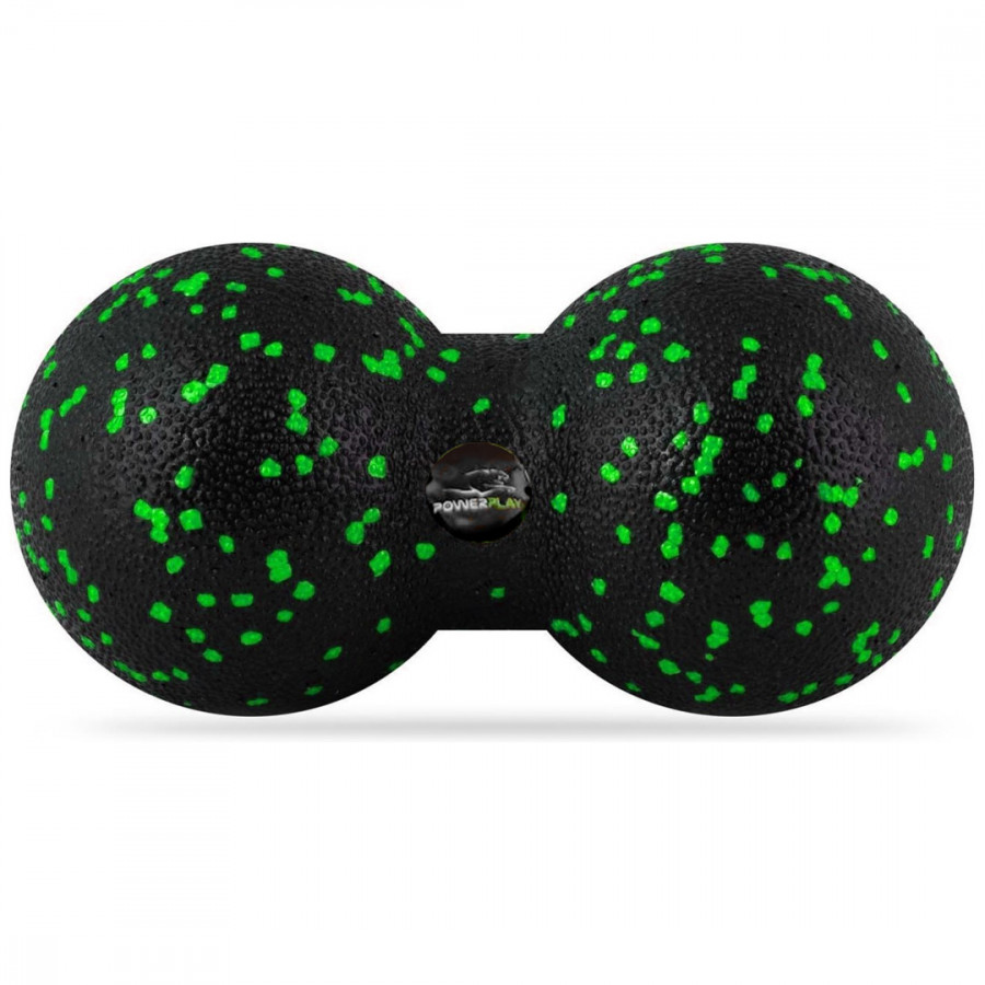 Масажний м'яч подвійний PowerPlay PP-4352 Epp foam peanut ball (d8*16cm.) Чорно/Зелений