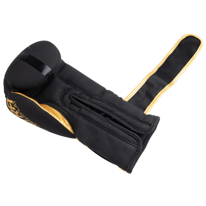 Боксерські рукавиці PowerPlay 3024 Ultra Mat, 10 унцій, Штучна шкіра (PU), Чорно-золотий