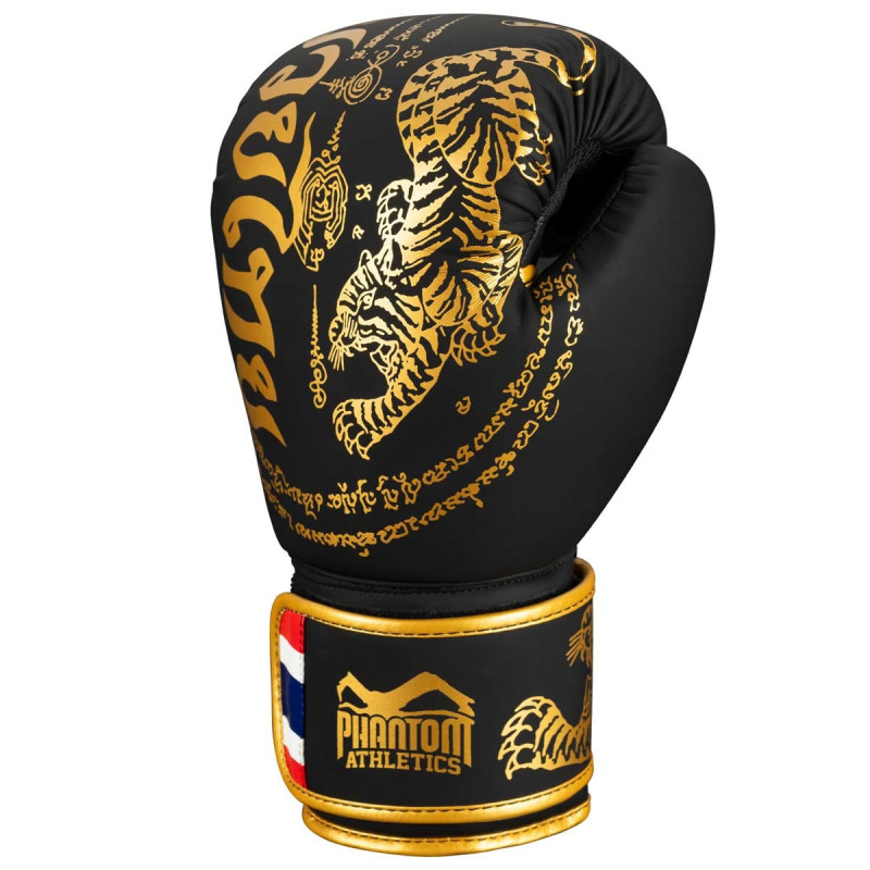 Боксерські рукавиці Phantom Muay Thai Black Gold 12 унцій (Бинти 4м. )