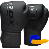 Боксерські рукавиці RDX F6 Kara Matte, 10 унцій, шкіра Maya Hide™, поглинання ударів Quadro Dome 3, вентиляція QD1, чорний, 