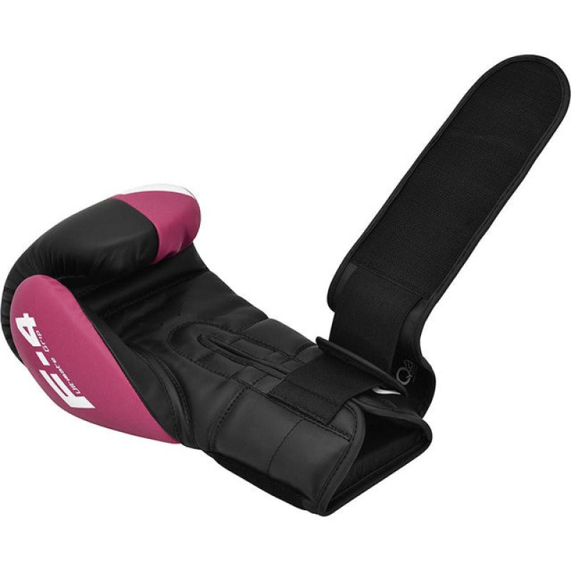 Боксерские перчатки RDX F4 Boxing Sparring Gloves Hook&Loop PINK/BLACK (капа в комплекте), 8 унций, Искусственная кожа Kalix Skin Mayahide, Черно-розовый
