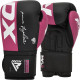 Боксерские перчатки RDX F4 Boxing Sparring Gloves Hook&Loop PINK/BLACK (капа в комплекте), 8 унций, Искусственная кожа Kalix Skin Mayahide, Черно-розовый