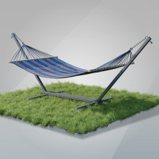 Стійка для гамака + Двомісний гамак з планкою RIO XXL синій 200х150 WCG