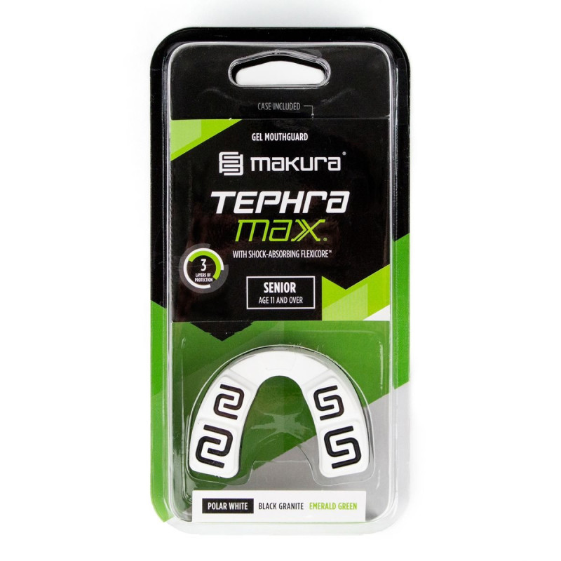 Капа MAKURA Tephra, Доросла (вік 11+) White/Black/Green, Посадка: BOIL & BITE™ (формується у гарячій воді), Термопластик, Біло-чорно-зелений