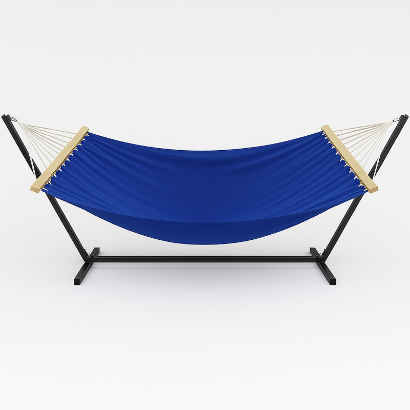 Монотонний гамак з планкою WISH синій двомісний XXL 200х150 WCG