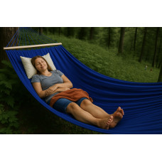 Монотонний гамак з планкою WISH синій двомісний XXL 200х150 WCG
