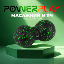 Масажний м'яч подвійний PowerPlay PP-4352 Epp foam peanut ball (d8*16cm.) Чорно/Зелений