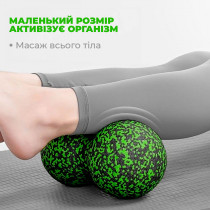 Масажний м'яч подвійний PowerPlay PP-4352 Epp foam peanut ball (d8*16cm.) Чорно/Зелений