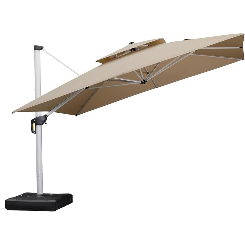 Садова парасоля WCG 3×3 м з LED-підсвіткою, сонячною панеллю та чохлом