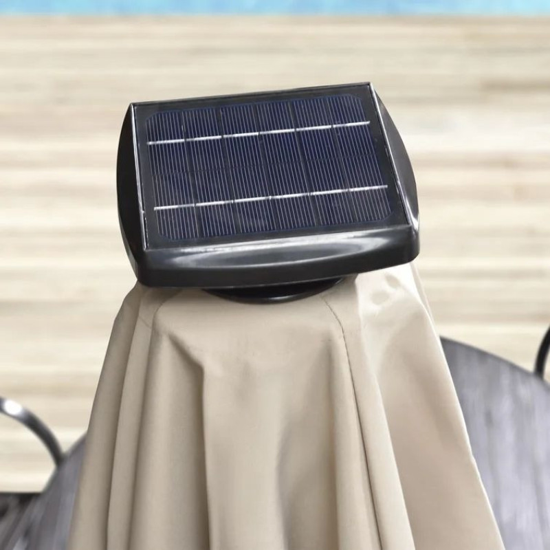 Садова парасоля WCG 3×3 м з LED-підсвіткою, сонячною панеллю та чохлом