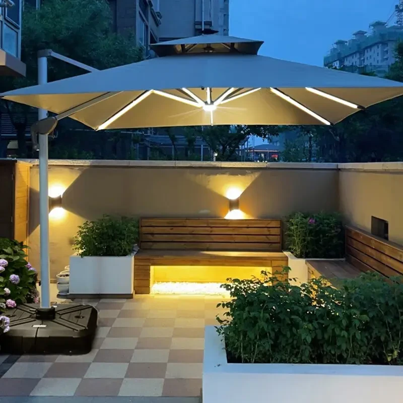 Садова парасоля WCG 3×3 м з LED-підсвіткою, сонячною панеллю та чохлом