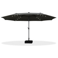Тройной садовый зонт WCG с LED-подсветкой и солнечной панелью 270×460 см (чёрный)