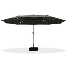 Тройной садовый зонт WCG с LED-подсветкой и солнечной панелью 270×460 см (чёрный)