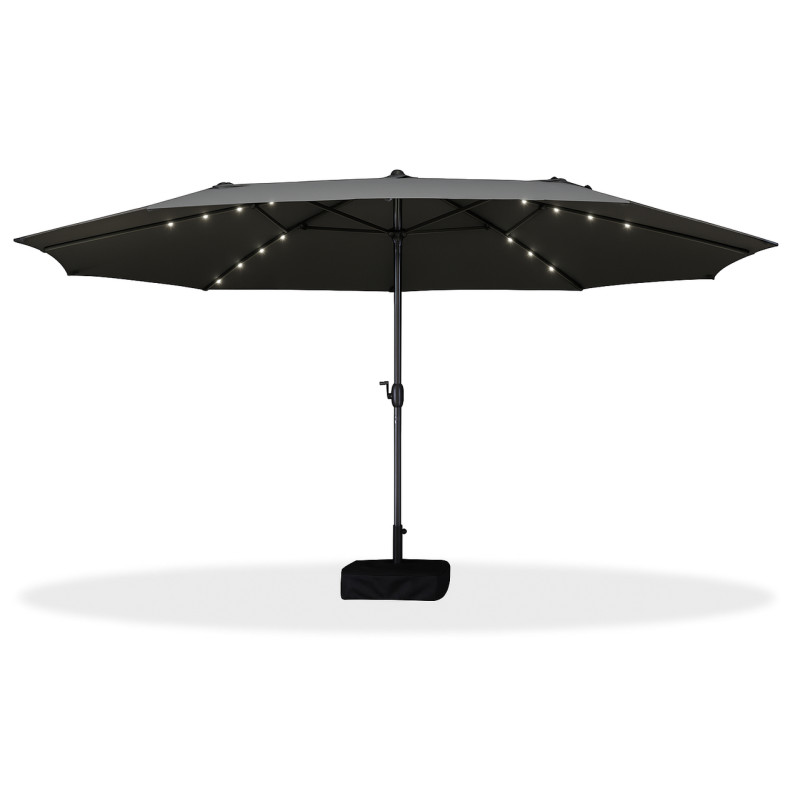 Тройной садовый зонт WCG с LED-подсветкой и солнечной панелью 270×460 см (чёрный)