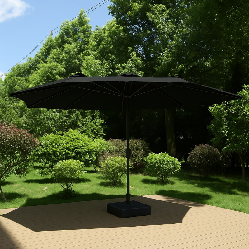 Тройной садовый зонт WCG с LED-подсветкой и солнечной панелью 270×460 см (чёрный)