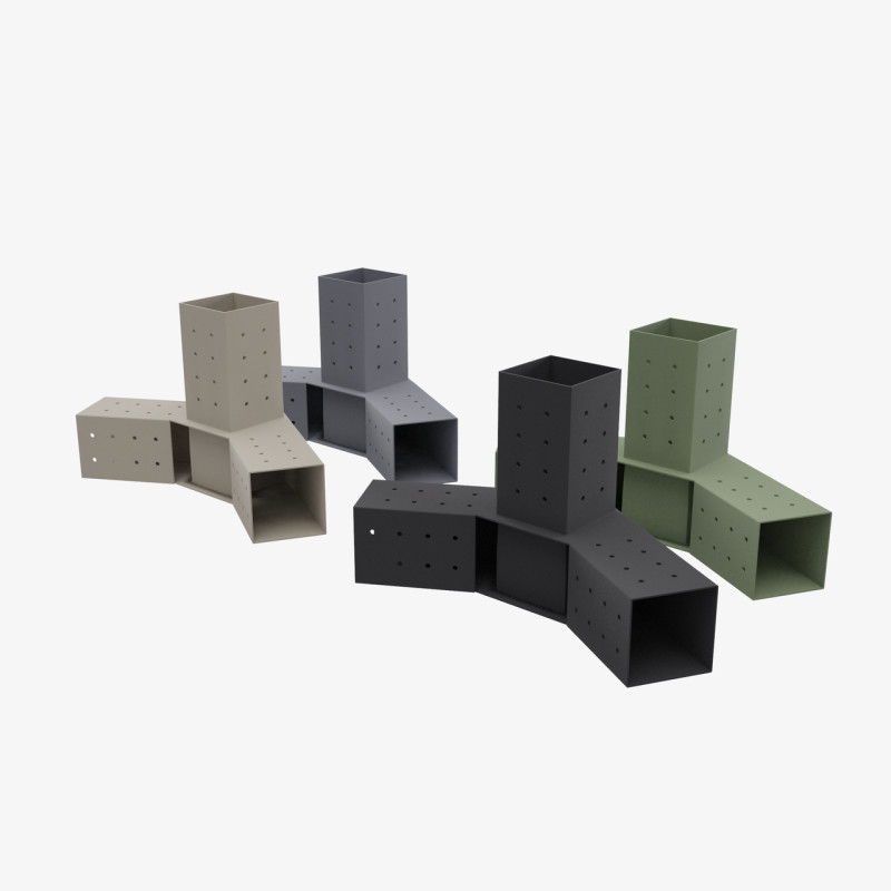 Кронштейн для соединения 3 брусьев 100×100 мм | Соединение 120° (модуль 3 сторон)