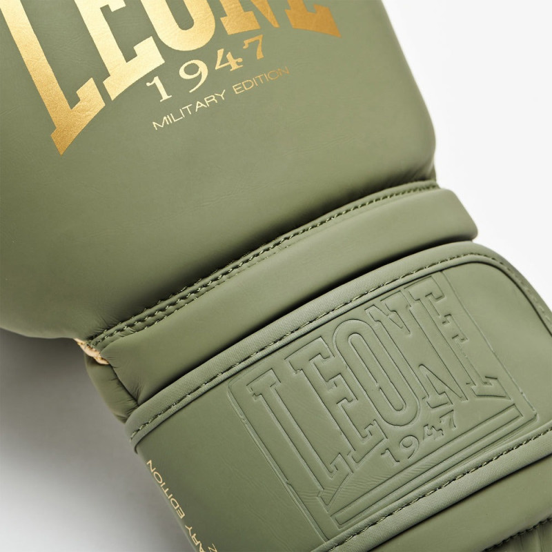 Боксерские перчатки Leone GN059G MILITARY EDITION Green (капа в комплекте), 10 унций, PU, FLEX PU, Зеленый