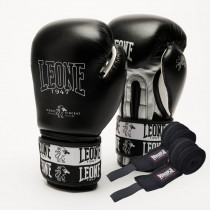 Боксерські рукавиці Leone GN208 ICONIC Black 14 унцій (бинти 4 м. в комплекті) Боксерські рукавиці Leone GN208 ICONIC Black 14 унцій (бинти 4 м. в комплекті)