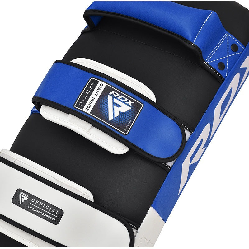 Пады для тайского бокса RDX T1 Curved Thai Kick Pad Blue (1 штука), Кожа Maya Hide, Система фиксации Quick-EZ™ на липучке, Черно-синий