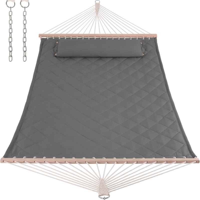 Стійка для гамака + Двомісний гамак SOFT сірий XXL 200x140 з планками