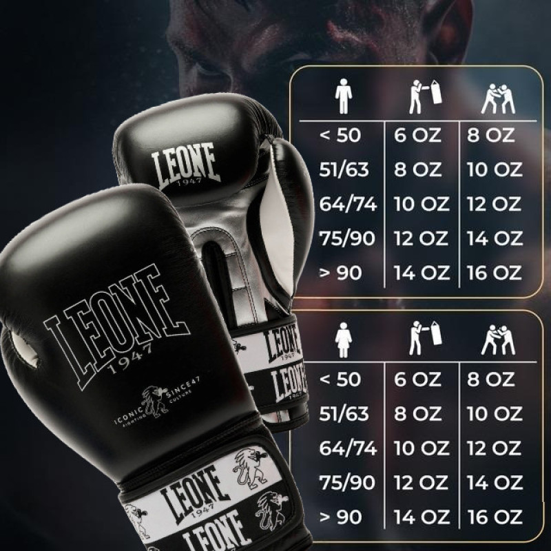Боксерські рукавиці Leone GN208 ICONIC Black 14 унцій (бинти 4 м. в комплекті)