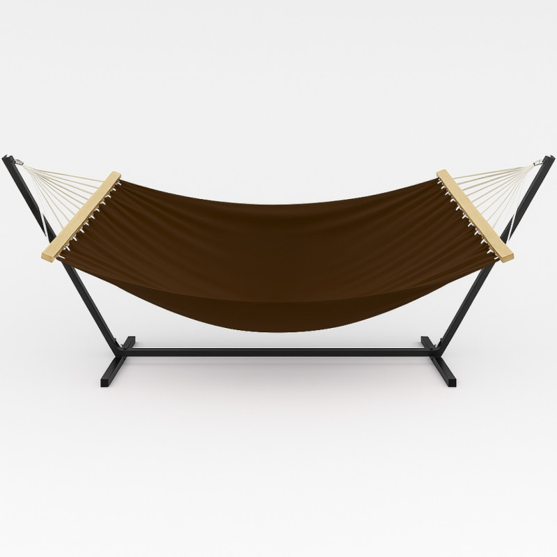 Монотонный гамак с планкой WISH коричневый двухместный XXL 200х150 WCG