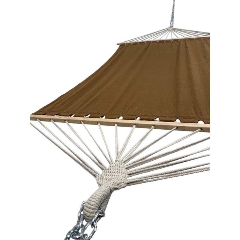 Монотонный гамак с планкой WISH коричневый двухместный XXL 200х150 WCG