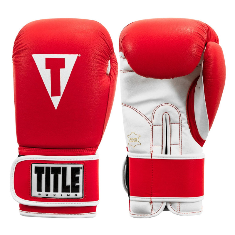 Боксерські рукавиці TITLE Boxing Pro Style Leather Gloves3.0 Red/White 12 oz (бинти 4м. в комплекті)